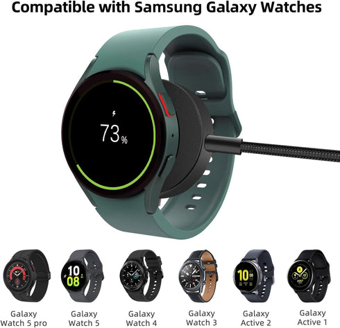 Charger for Samsung Galaxy Watch 6/6 Classic/5/5 Pro/4/4 Classic/3/Active 2 (USB-C)-Upgrade Metal Case Nylon Cable Galaxy Watch Wireless Charger...