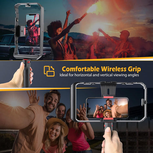 Zeadio Smartphone Video Cage Rig, Filmmaking Vlogging Case, Phone Stabilizer Tripod Mount with Wireless Remote Shutter Fits for All iPhone and And...