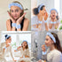 6PCS Spa Headband and Wristband Set - Makeup Headband, Wristbands, Hair Claw Clips, Blue Scrunchies for Women Skincare Non Slip Thick Hair Accesso...