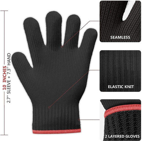1 Pair Heat Resistant Gloves Oven Gloves Heat Resistant with Fingers Gloves Double Oven Mitt Set...