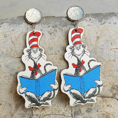 Teacher Student Dangle Earrings Acrylic Cute Crayons Rainbow book Earrings for Women Girls Back to School Gradution Reading Events Jewelry for Tea...