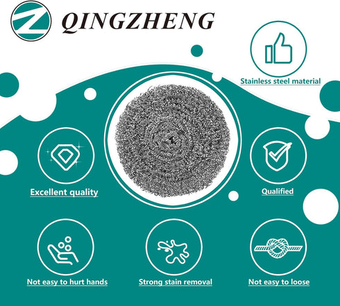 Stainless Steel Scourer Kitchen and Household, Steel Cleaning Dishes, Middle Size Scrubbers (6Pcs*25g)...