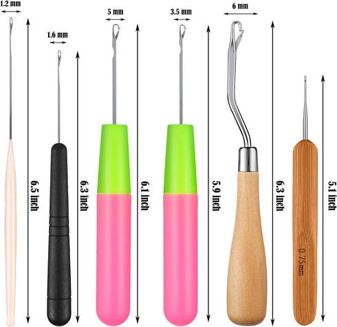 9 Pieces Crochet Hook for Hair Different Sizes Latch Hook Interlocking Tool Crochet Hair Needles Dreadlock Accessories...