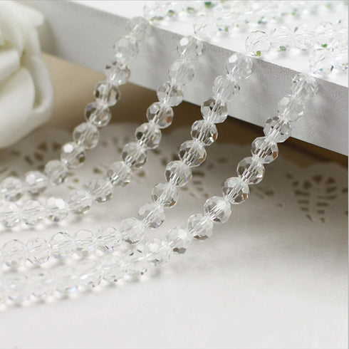 6mm 100Pcs Crystal Glass Beads, Round, Faceted, Clear...