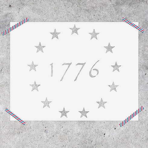 1776 13 Stars Betsy Ross Stencil Template - Reusable Stencil of American Flag Pattern Stencil for Painting Wood & Wall Art (7"x10")...