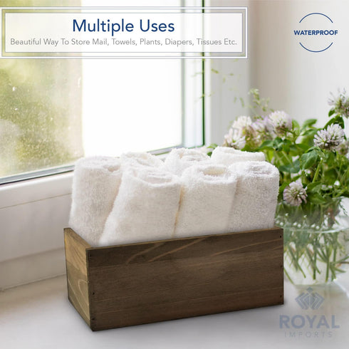 Royal Imports Wooden Flower Pot Planter, Decorative Wood Vase with plastic liner, Toilet Tank Tissue Paper Storage Basket for Bathroom Countertop ...
