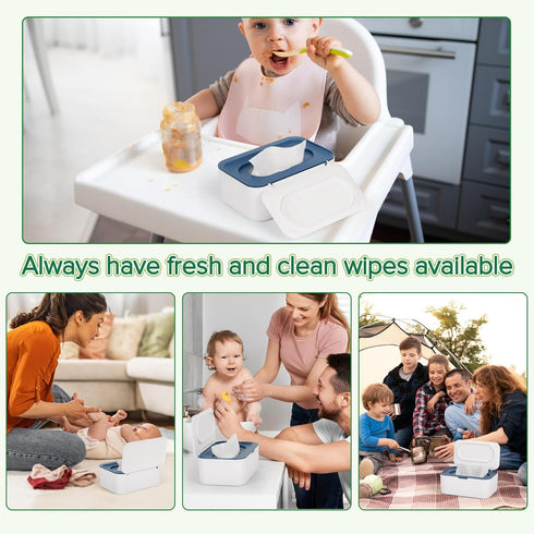 Baby Wipes Dispenser, Wipes Case Baby Wipe Holder Keeps Wipes Fresh, Non-Slip, Easy Open & Close (Blue)...