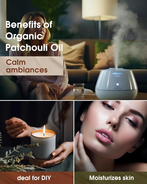 Patchouli Essential Oil - 10 mL (1/3 oz) - Pure, Natural, Therapeutic Grade - for Diffuser, Massage, Skin & Hair Care, Perfume & Candle Making - M...