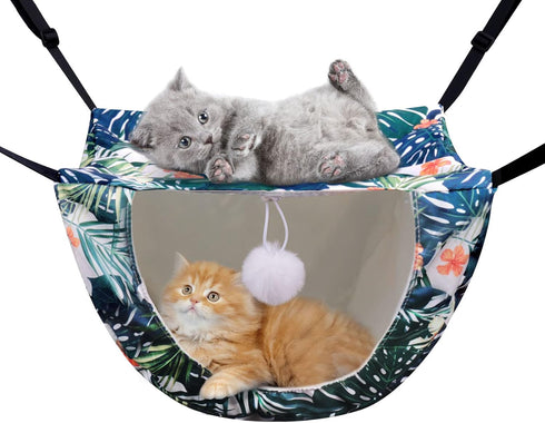 Cat Cage Hammock, Double Layer Soft Plush Hanging Pet bed, Suitable for Indoor Cats Kitten Ferret Hamster Rabbit or Small Animals, 2 Level Comfort...