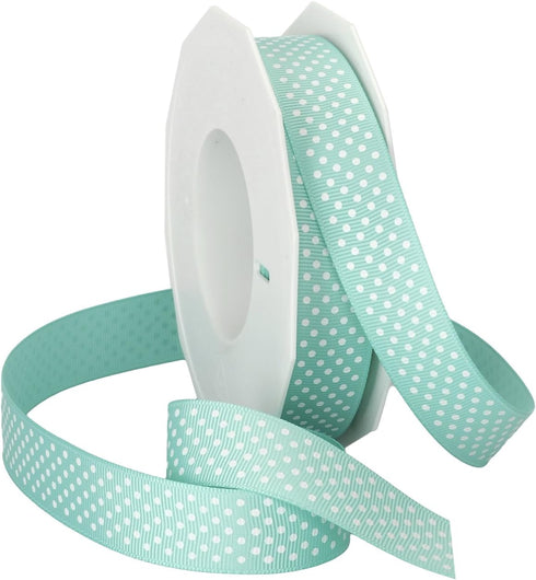 Morex Swiss Dot Polyester Grosgrain Ribbon, 7/8-Inch by 20-Yard Spool, Aqua (3906.05/20-314)...
