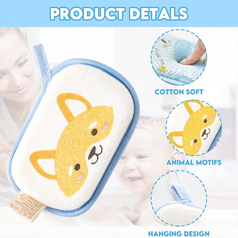 Baby Bath Sponge, 2 Pack Cartoon Animal Style Baby Sponge for Bathing, Infants Bath Sponge Ultra Soft & Absorbent Natural and Safe Great for Sensi...