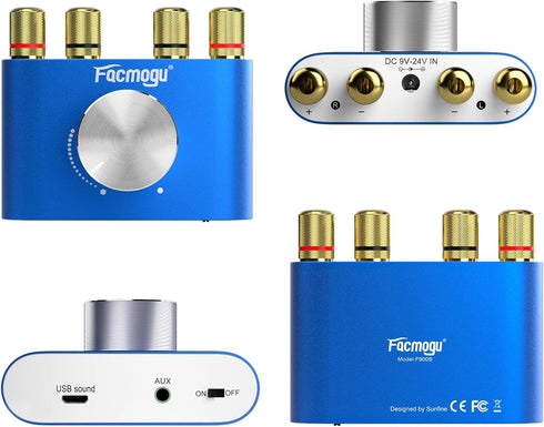 Facmogu F900S Mini Bluetooth 5.0 Digital Amplifier, 2 Channel 80W+80W HiFi Stereo Audio Amp, USB Sound Card Stereo Audio Amp Receiver with AUX/USB...