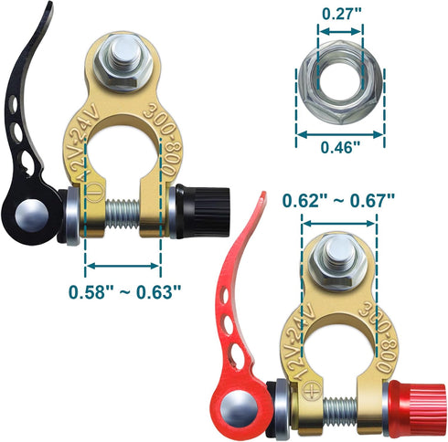 2PCS Battery Terminal Connectors, Quick Release Disconnect Battery Terminals, Positive Negative Battery Cable Ends for Automotive RV Boat(Copper)...