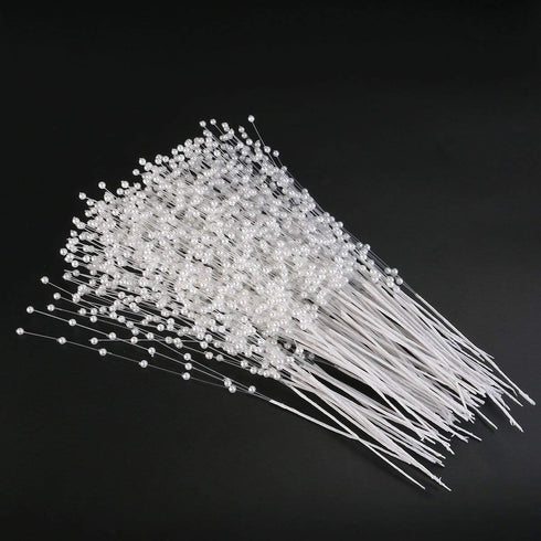 canjoyn 100 Stems Pearl Sticks Beading on Wire Stems for DIY Garland Bridal Wedding Pearl Bouquet Home Party Decor Craft (White)...