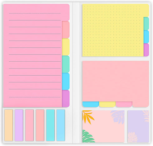 Sticky Notes Set, Post Self-Stick Notes Pads for Journaling Notebook Planner Study, Office Supplies College Essentials Back to School Supplies for...