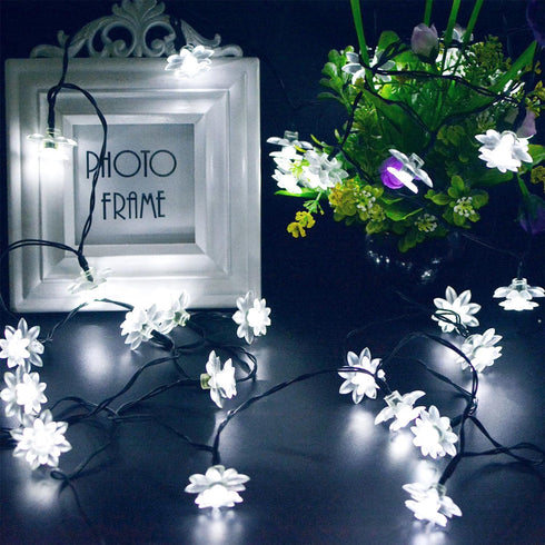 Solar Flower String Lights Outdoor Waterproof 50 LED Upgraded Flower Fairy Light for Garden Fence Patio Yard Christmas Tree Lawn Party (Cool White...
