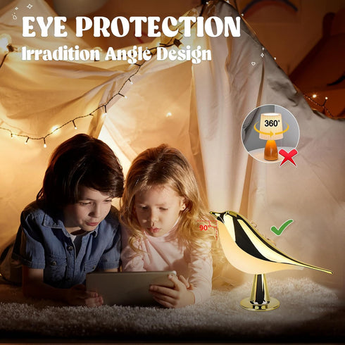 Small Bird Touch Lamp, Dimmable and Cordless Bird Night Light, USB Rechargeable Touch Sensor Control Table and Desk Lamp with Aroma Diffuser Funct...