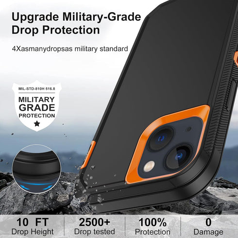 Annymall for iPhone 13 Case with 2 Screen Protector,Shockproof Drop Protection Full Body Heavy Duty 3 Layer Military Rugged Durable Phone Cover fo...