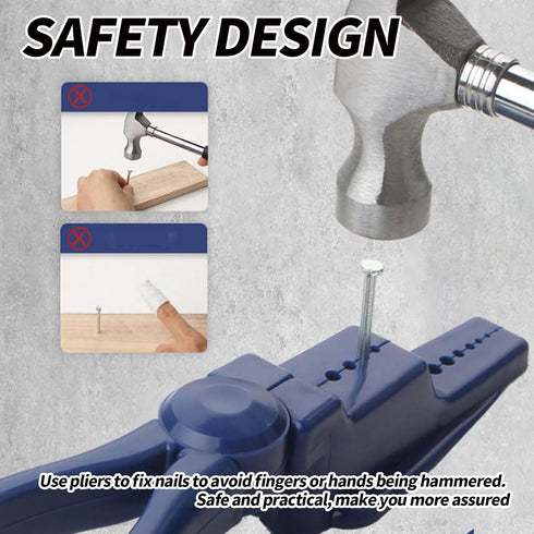 Safety Nail Holder Plastic Pliers - Secure Nails and Protect Fingers for Hammering and Pulling - Slip Joint Pliers Tool for Household Construction...