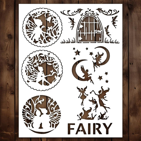 Fairy Stencil | Reusable Fairy Halloween Kids Children Valentines Day Stencils for Painting on Wood, Glass, Wall, Rock, Fabric, Walls, Canvas, Gla...