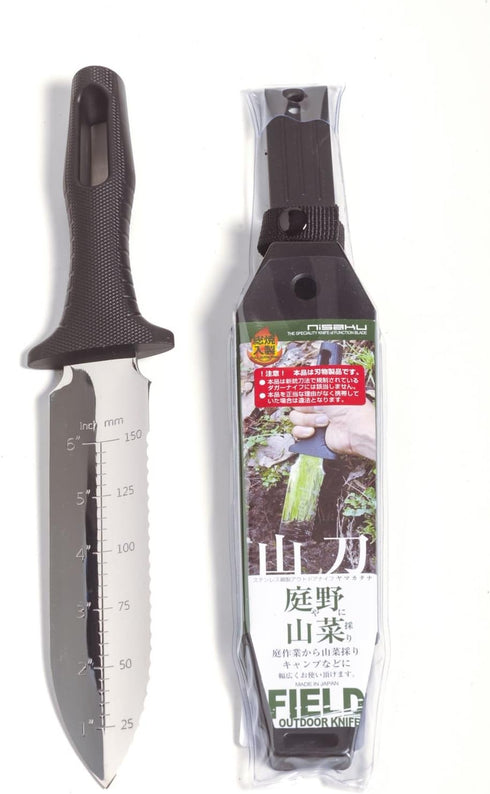 Nisaku NJP800 Yamagatana Hori Weeding & Digging Knife, Japanese Stainless Steel 7.25-Inch Blade, 5.5-Inch Ergonomic Black Plastic Handle...