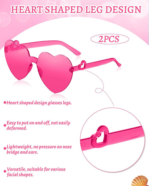 Heart Sunglasses for Women Heart Glasses with Heart Leg Rimless Sunglasses for Bachelorette Party Wedding Favors...