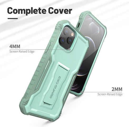 ExoGuard Compatible with iPhone 12 Pro Max Case, Rubber Shockproof Full-Body Cover Case Built-in Screen Protector with Kickstand for iPhone 12 Pro...