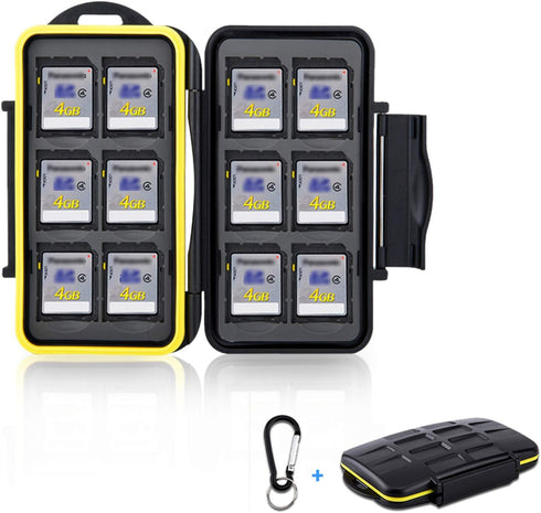 12 Slots SD Card Case Holder, SD Card Holder SD Card Organizer SD Card Storage Water-Resistant Anti-Shock SD/SDHC/SDXC Card Holder Storage with Ca...