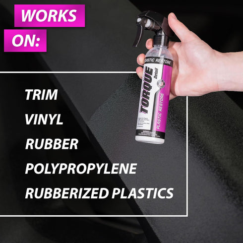 Torque Detail Plastic & Trim Restorer Spray - Restores, Shines & Protects Plastic, Vinyl & Rubber Surfaces With Molecular Restoration - Apply in M...