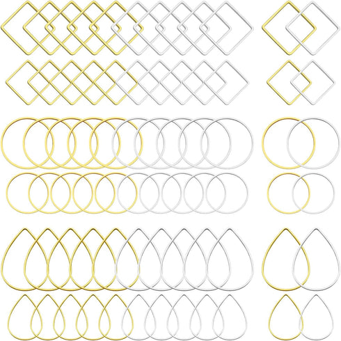 Oubaka 240pcs Hoop Earrings for Jewelry Making,Beading Hoop Earring Findings Hypoallergenic Teardrop Square Round Earring Hoop Open Bezel Pendant ...