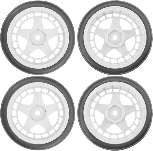 ShareGoo RC OD 2.55" Nylon 12mm Hex Wheels & Rubber Tires Set Compatible with Traxxas Tamiya Sakura HSP Redcat 1/10 RC On-Road Touring Drift Car (...