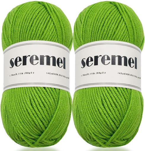 4Ply Acrylic Soft Yarn 2 Balls 1Pack, 2 Pcs Crochet Yarn Total 100g (3.4oz) / 260m (280Yds), Crocheting/Knitting #4 Medium Yarns, Worsted Beautifu...