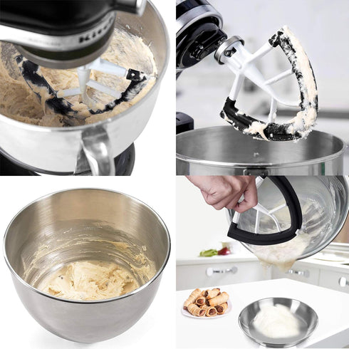 Flex Edge Beater for KitchenAid,Mixer Attachement Compatible With KitchenAid,Mixer Accessory,Fits Tilt-Head Stand Mixer Bowls For 4.5-5 Quart Bowl...