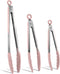 COOK WITH COLOR Food Tongs, Set of Three Cooking Tongs, 8", 10” and 13” Stainless Steel Barbeque Tongs with Silicone Tips for Non Stick Cookware, ...