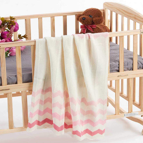 Baby Blanket Knitted Pink Chevron Soft Toddler Nursery Crib Throw Blankets Receiving Swaddle Blanket Stroller Cover for Boys Girls,40x30 inch...