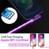 Apple MFi Certified 90 Degree iPhone Charger 6.6ft, LED Light Up Apple Charger Lightning Cable Data Sync Cord LED Light Up Glowing Fast Charging C...