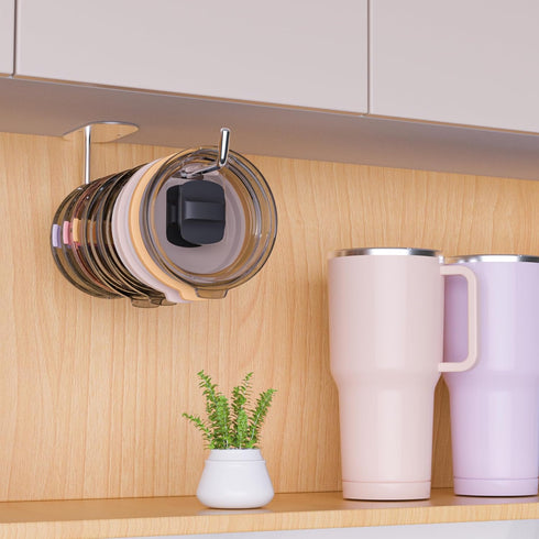 Tumbler lid organizers inside cabinet- Neat and Convenient Kitchen Storage Solution!...