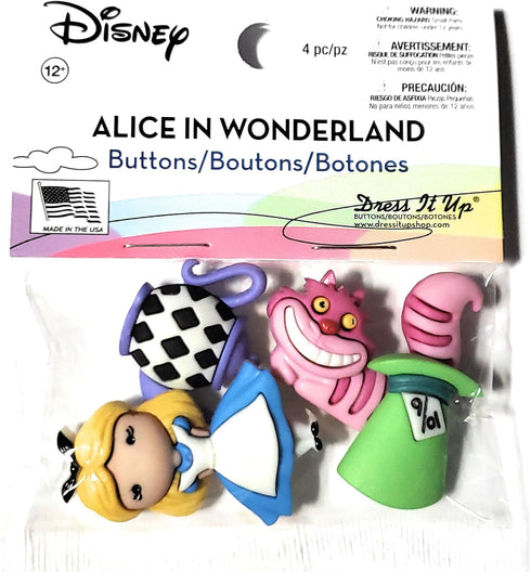 Disney Alice in Wonderland Buttons by Dress It Up Buttons and Embellishments - 4 Piece...