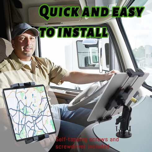 Metal Tablet Mount Holder for Truck/Car/Vehicle/Industrial Heavy Duty Drill Base iPad Mount for Dashboard, Wall, Desk, fit 7-14.6 inch Tablets...