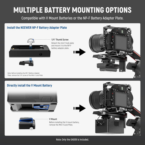 NEEWER Mini V Mount Battery Plate Compatible with DJI RS4 Pro RS3 Pro RS2 RSC2 Gimbal, Quick Release Anti Drop for V Lock & NP-F Battery Compatibl...