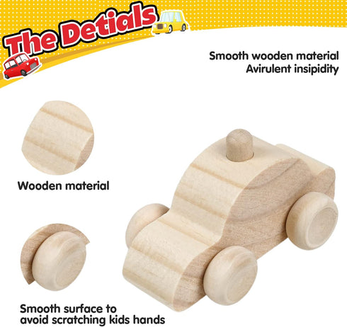 12 Pieces Unfinished Wooden Cars Wood DIY Car Toys Wood Crafts Painting Crafts Kit for Student Easy Woodworking Set Family Activities Arts and Cra...