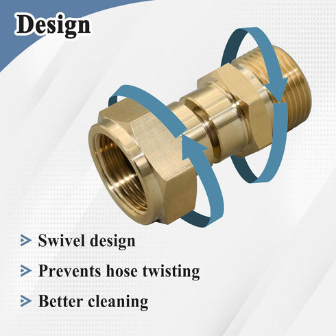 Pressure Washer Hose Swivel Joint, M22 14mm Anti Twist Fitting, 3000 PSI...