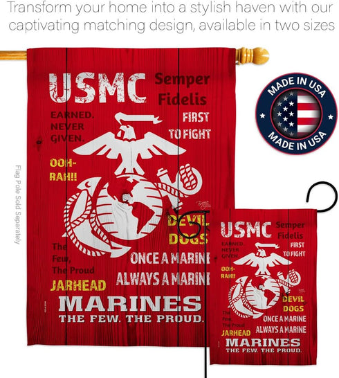 Breeze Decor USMC Armed Forces Marine Corps Semper Fi United State American Military Veteran Retire Official House Decoration Banner Small Yard Gi...