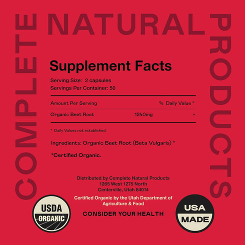 Organic Beet Root Capsules - Made in The USA, Naturally Boost Energy, Stamina, & Nitric Oxide with a Pure Organic Beet Root Supplement...