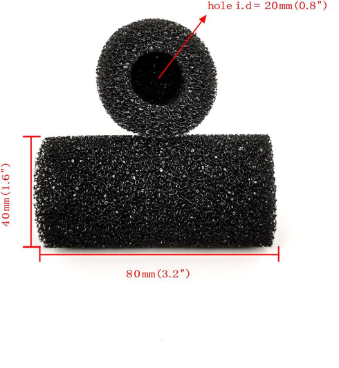 6X Pre-Filter Sponge for Aquarium Shrimp Fry Fish Tank Filter Pump Prefilter Sponge Replacement Foam Cover 3.2 X 1.6 Inch with 0.8" Hole Diameter...