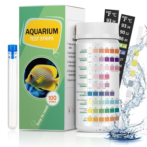 Pawfly 9 in 1 Aquarium Test Kit, Fish Tank Test Strips for pH Chlorine Nitrate Nitrite Carbonate Hardness Total Alkalinity Iron Copper, Freshwater...