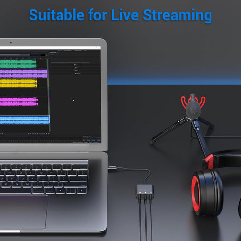 Cubilux USB C to 3.5mm Adapter for Live Streaming/Recording, USB C to TRRS Microphone Splitter for Laptop, Recording Adapter with Line-in & Mic-in...