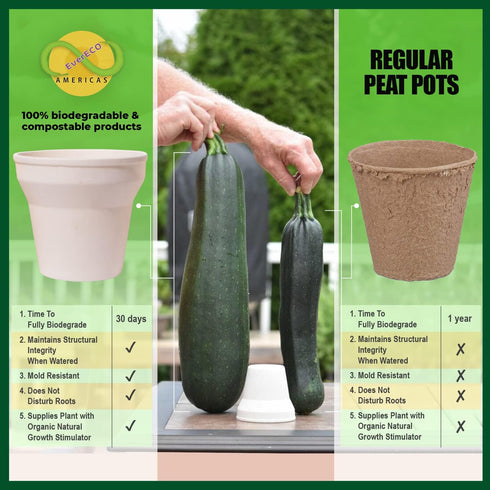 Americas 3.5" Biodegradable Plant Pots (16 Pack): Eco-Friendly Seed Starter Kit with Tapioca Starch for Nutrient-Enriched Soil...