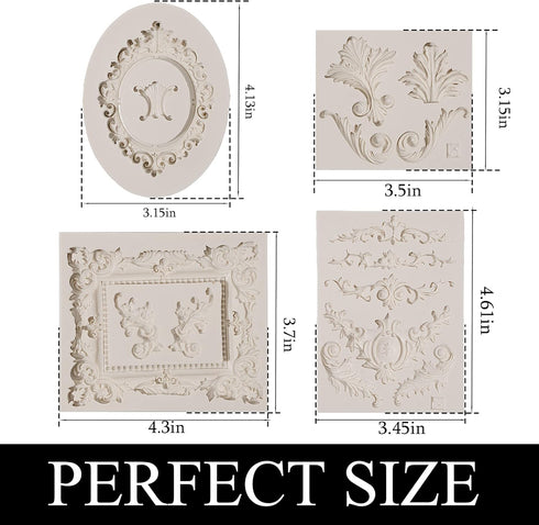 Baroque Silicone Fondant Frame Mold, Photo Cake Mold for Baking Wedding Birthday Party Cake Decorating, Cupcake Toppers Chocolate, Curlicues Borde...