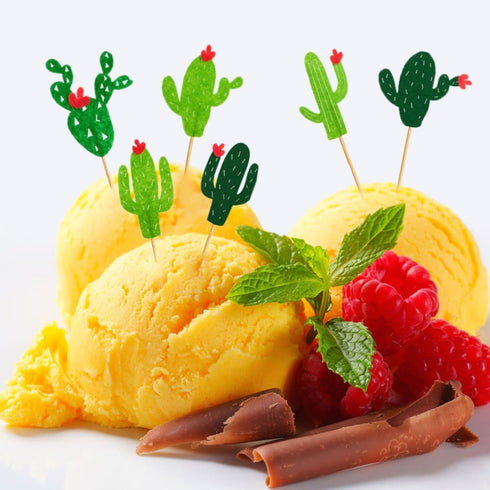 Cactus Cupcake Toppers Summer Hawaii Theme Party Favors Cupcake Picks for Fruit Cake Decorations Fiesta West Tropical Cacti Birthday Party Supplie...
